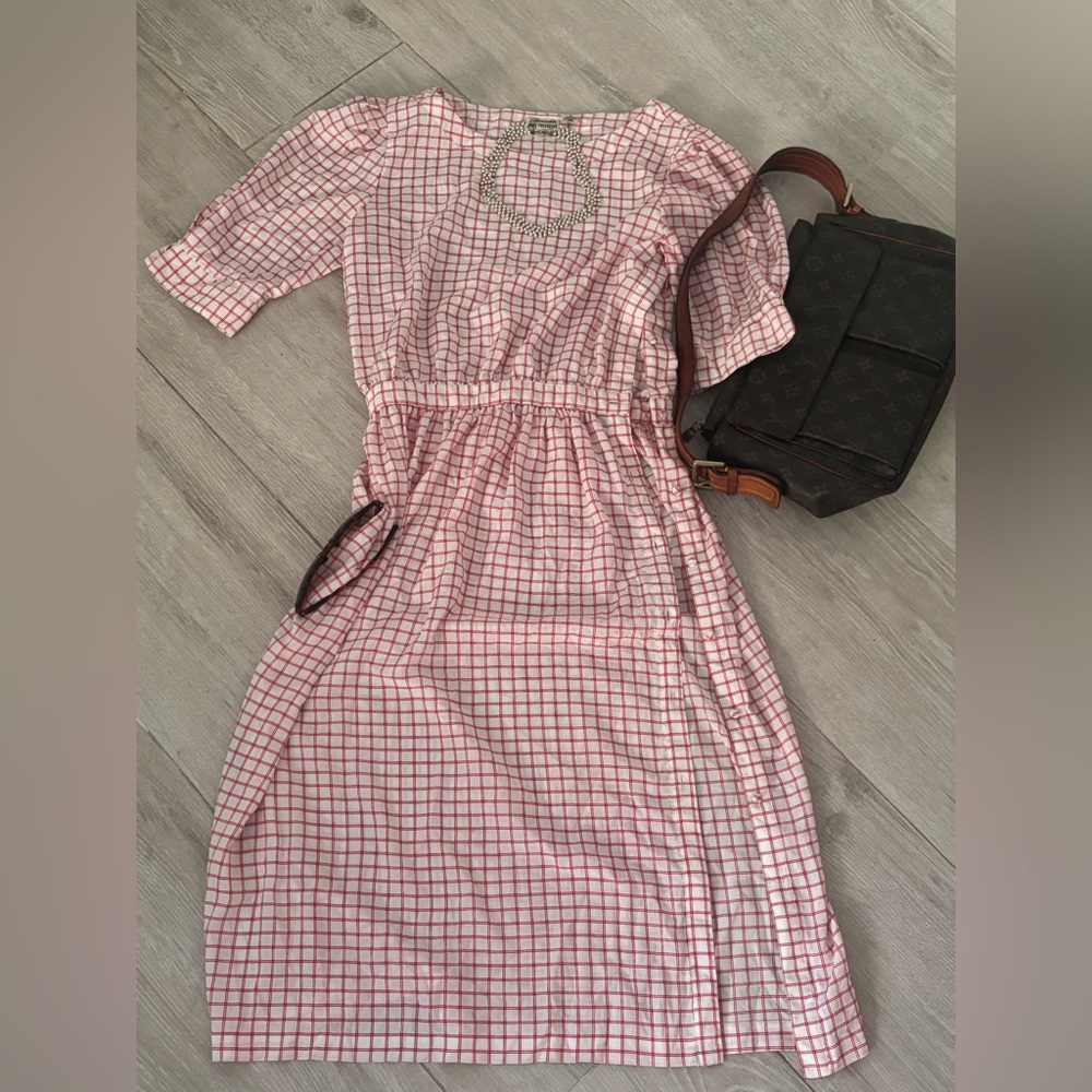 Vintage Lillcsensilele Windowpane Midi Dress. UNIQUE!